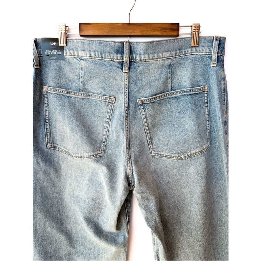 NWT J. Crew Factory Light Wash Slim Wide Leg Patch Pocket Denim Jeans 32P - Picture 9 of 10
